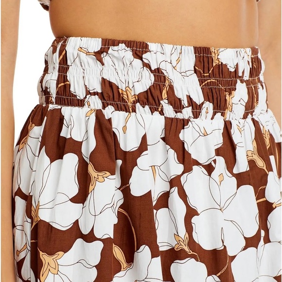 Faithfull the Brand Medium Kiera Floral Midi Skirt Hibiscus Bastia Elastic Waist - Picture 5 of 14